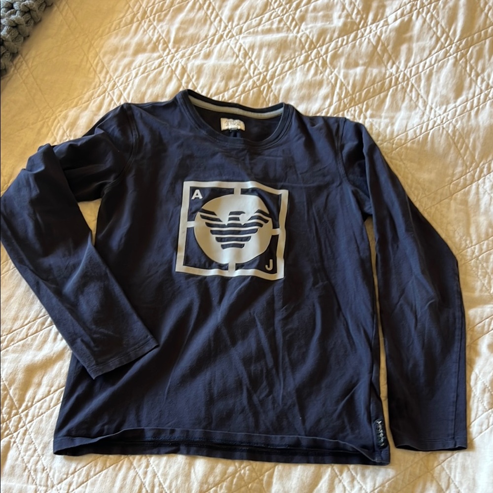 Armani Junior Dark Blue Long Sleeve Tee